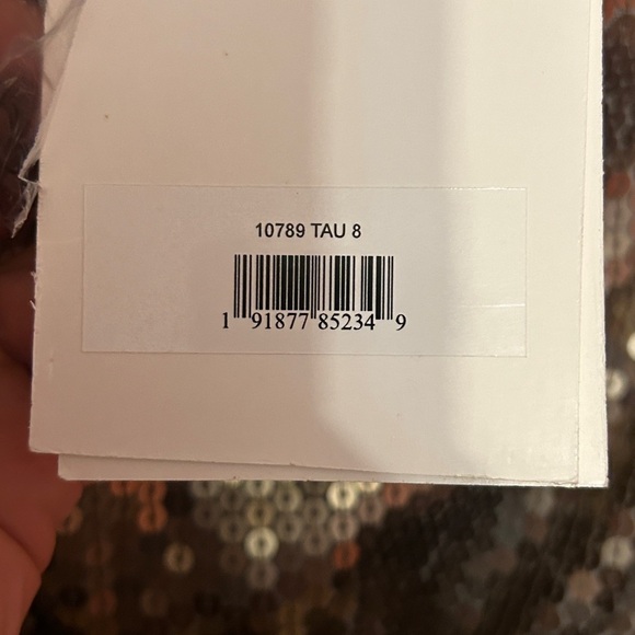 NWT Mac Duggal Sequin Tie Waist Mini Dress in Taupe size 8 - Picture 10 of 11